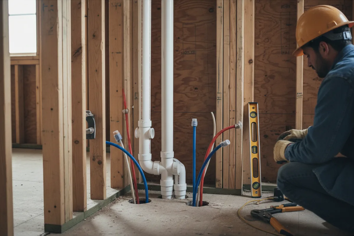 Drain and supply rough-in during Toilet Repair and Installation in Shelter Island